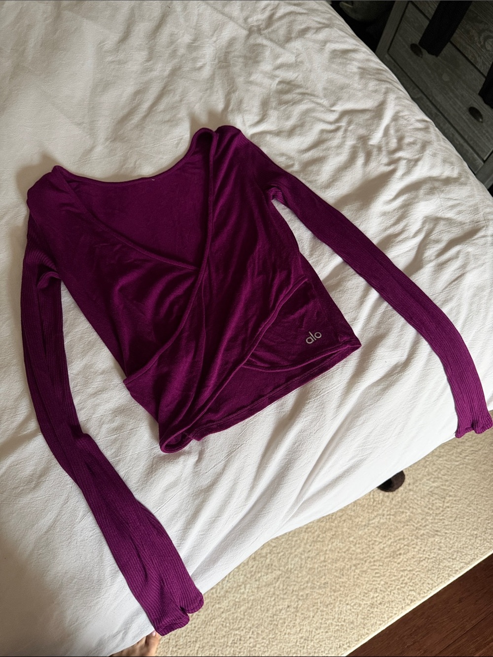 Alo yoga Purple Wrap-Style Long Sleeve ballet top size small